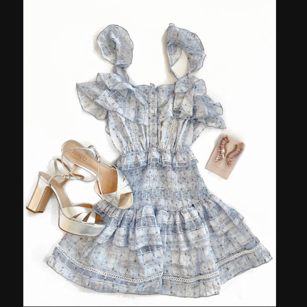 The Shirt by Rochelle Behrens Henley Dress - Blue Floral